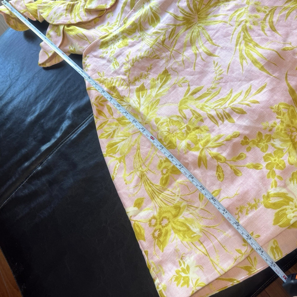 NWT Zimmermann Mini Linen Dress Size:3(US:10) Floral Ruffle Open Back MSRP:$695 - Picture 11 of 15